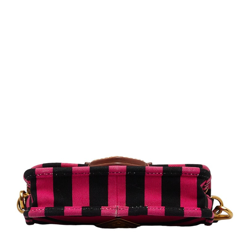 Prada Striped Crossbody Bag Satchel in Pink Canvas BT0785