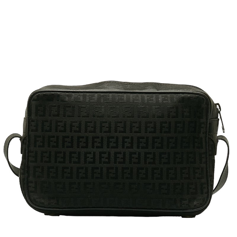Fendi Zkino Slipper Shoulder Bag Black Canvas Leather Ladies Fendi