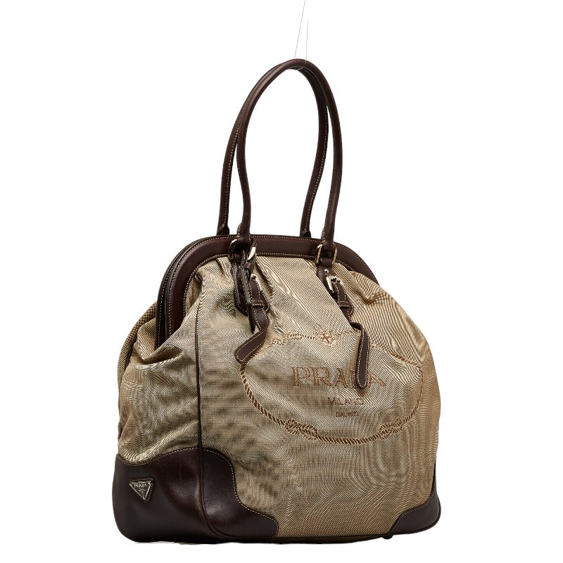 PRADA Tote Bag in Canvas Leather BR3511 Beige Brown