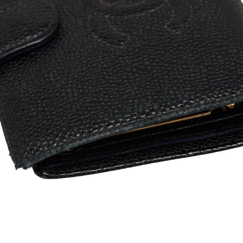 Chanel Cocomark Double Folded Wallet Black Caviar  Leather  CHANEL