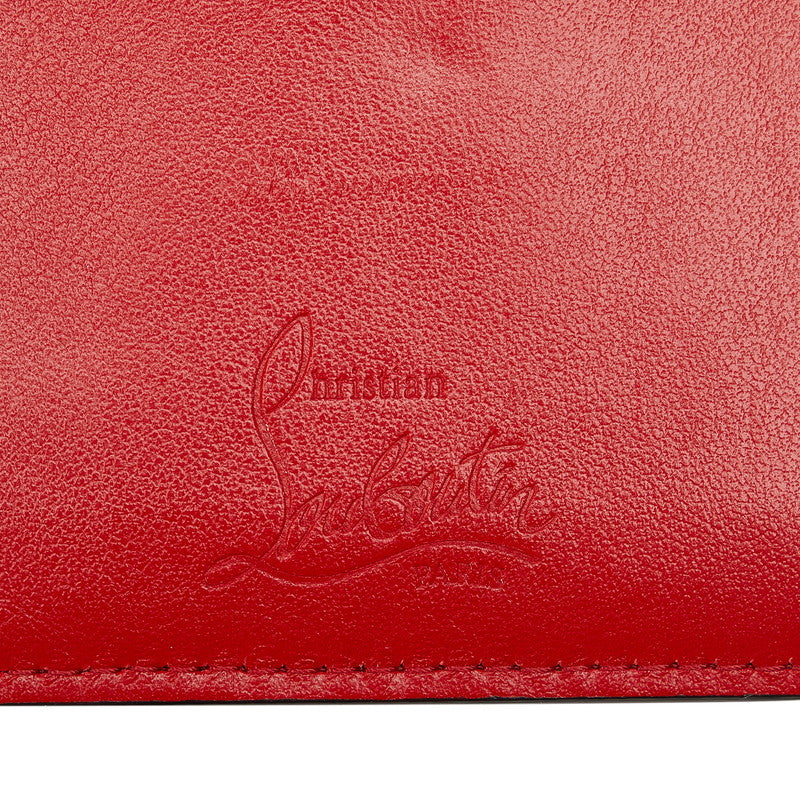 Christian Bhutan Spike Stands Card Case Red Leather Lady Christian Louboutin