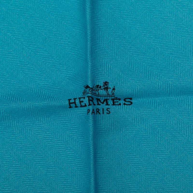 Hermes Rosacea Logo carf Blue Casimir Silk  Hermes