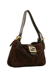 FENDI Mamma Bucket Handbag in Suede Leather Brown