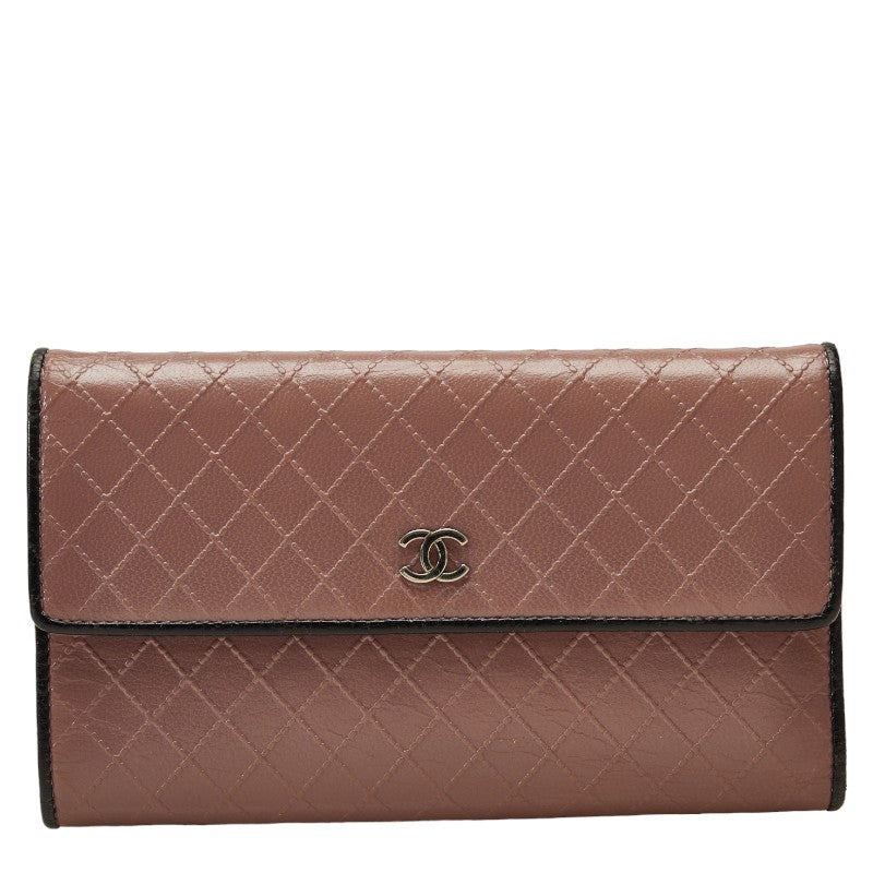CHANEL CHANEL Long Wallet Leather Pink