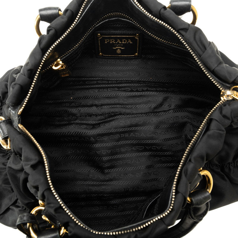 Prada Gaze Handbag 2WAY BN1407 Black Nylon Leather  Prada