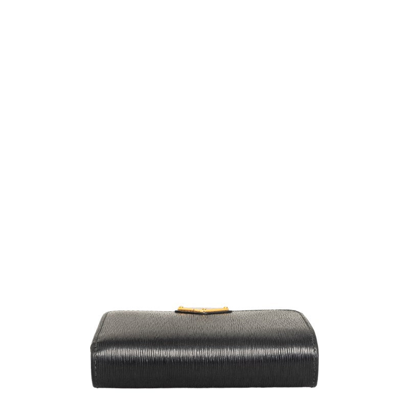 PRADA Prada Viterlo Moves 1ML018 Double Folded Wallet Leather Black Ladies Viterlo