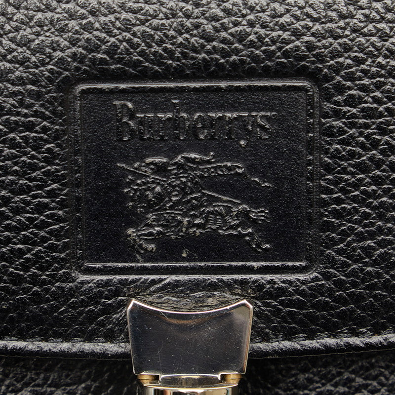 Burberry vintage new check shadow horse logo print handbag black leather ladies burberry
