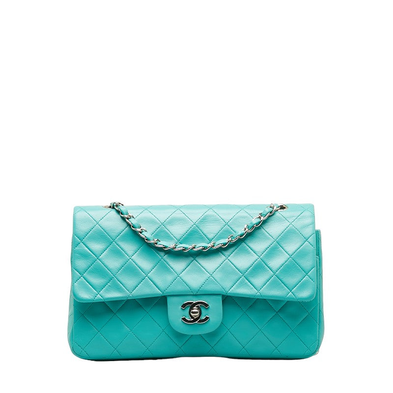 Chanel Matrace 25 Cocomark Double Flap ilver  Chain Shoulder Bag Light Green  Lady CHANEL