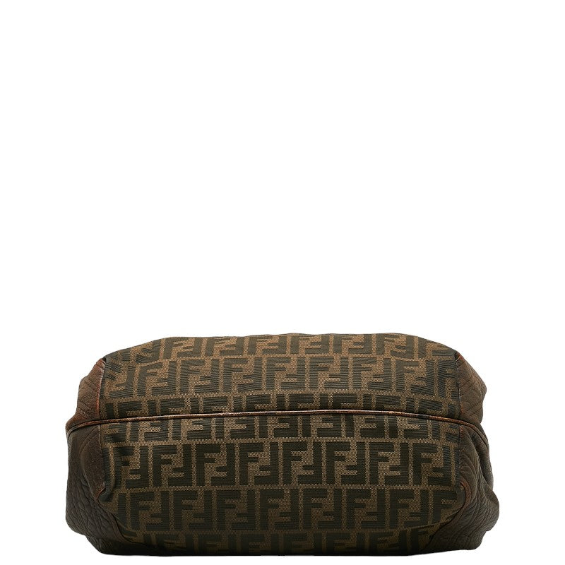 Fendi Zucca Handbag Crocodile 8BR511 Brown Canvas Leather
