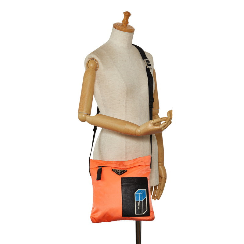 Prada Triangle Logo Plate Sliding Shoulder Bag Orange Nylon Ladies Prada [Ginzo Paris]