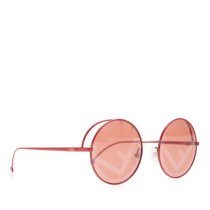 Fendi圓形金屬雙橋Fd標識太陽眼鏡FF 0343/S紅色金屬塑膠女士Fendi