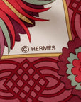 Hermes Carré 90 Decoupages Decoupage Whole carf Wine Red Multicolor Silk  Hermes