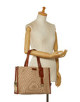 Burberry Noneva Check Tote Bag Beige Canvas Leather  BURBERRY