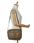 Barbary Check-in One-Shoulder Bag Karki Multicolor Canvas Leather  BURBERRY