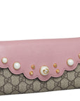 Gucci GG Spring Pearl Stands Long Wallet Continental Wallet 431474 Beige Pink PVC Leather  Gucci Gucci