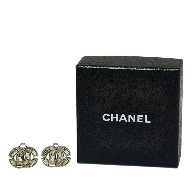Chanel Rhinestone Coca-Cola Earring Silver Metal  Chanel