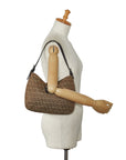 FENDI Zucchino Shoulder Bag in Canvas Leather Brown Ladies