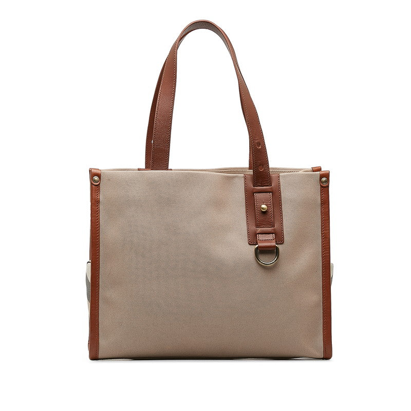 Burberry Nova Check Handbag Tote Bag Beige Brown Canvas Leather
