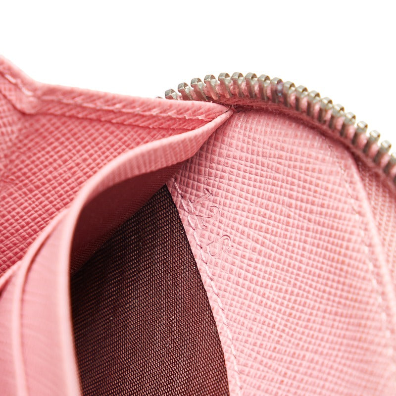 Prada Ribbon Long Zip Wallet in Saffiano Pink Leather