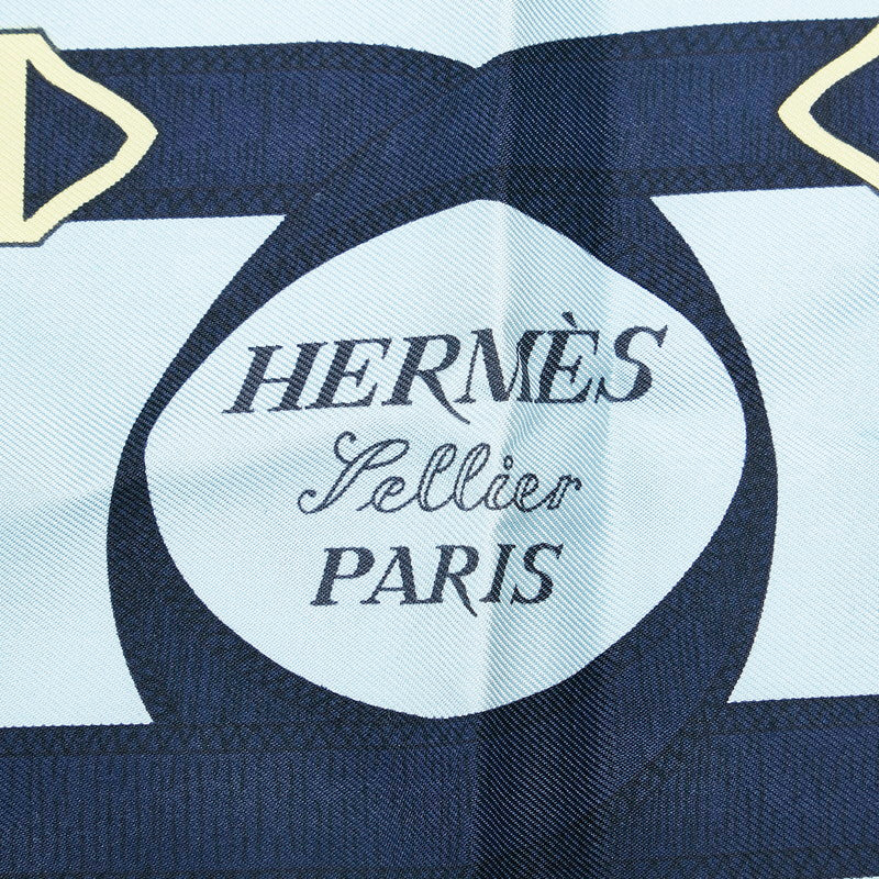Hermes Carré 90 Eperon D&#39;or Gold hirt Navi Multicolor Silk  Hermes