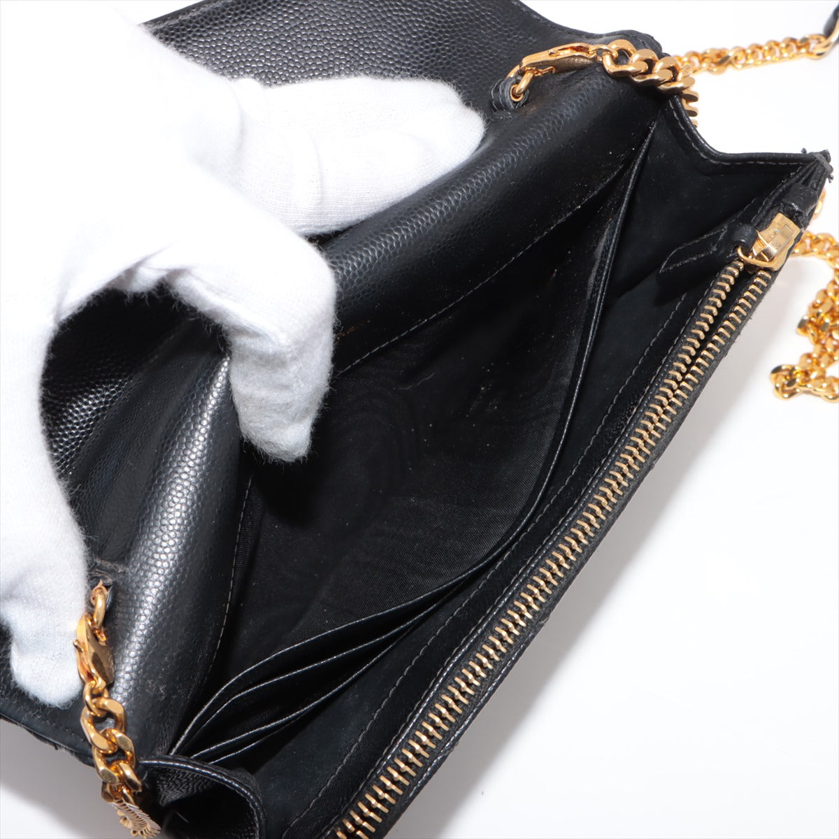 YSL Monogram Envelope in Grain Leather Black 393953