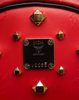 MCM Backpack Studded in Visetos Red Leather