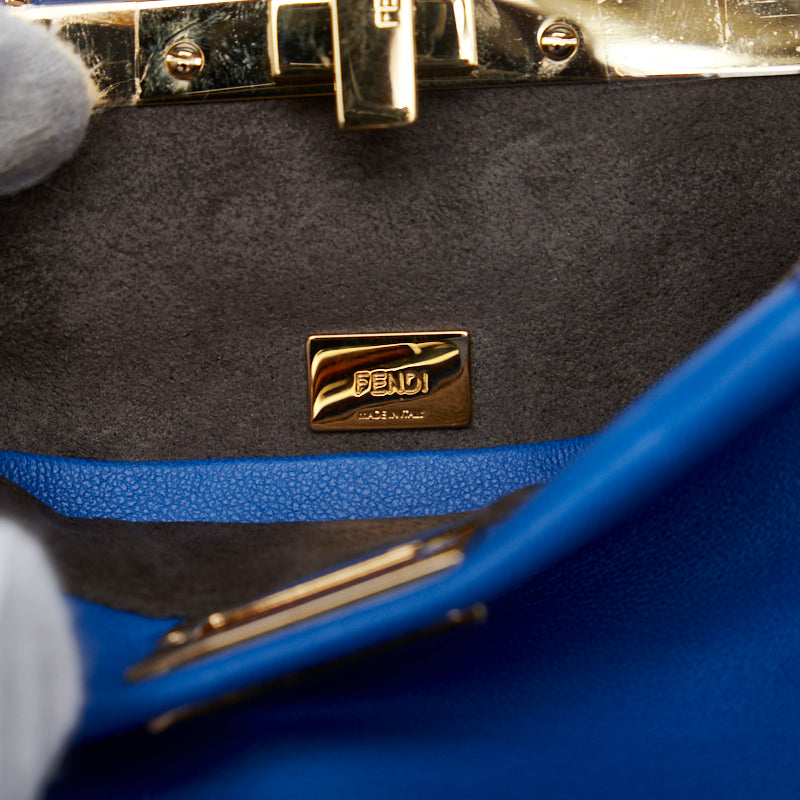 FENDI Peekaboo Handbag 8M0355 Calf Leather Electric Blue