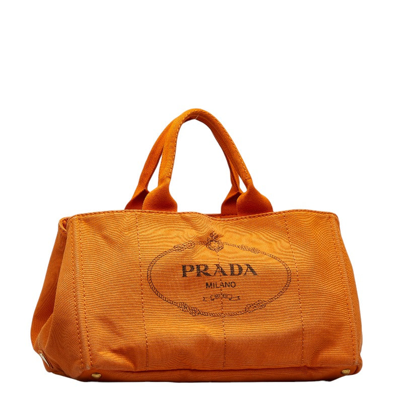 PRADA Canapa Handbag in Canvas Orange Ladies