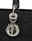 Christian Dior Tote Bag Nylon Patent Leather Black Silver Ladies