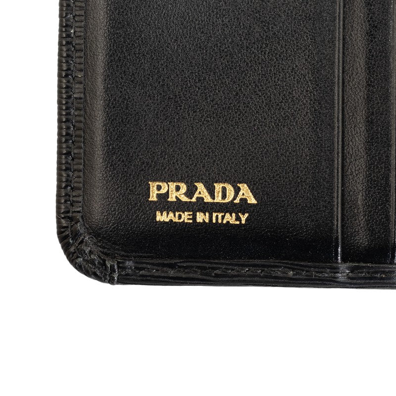 PRADA Prada Viterlo Moves 1ML018 Double Folded Wallet Leather Black Ladies Viterlo