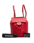 Chanel Matrases Coco Rucksack Backpack Red Silver   Chanel