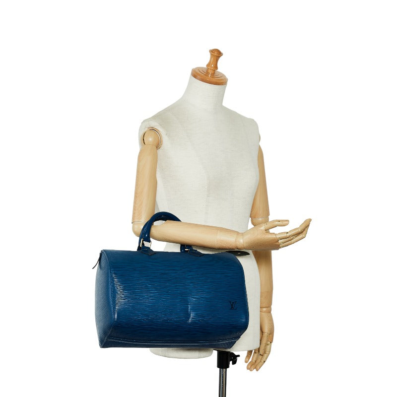 Louis Vuitton Epi Speedy 30 Handbag Mini Boston Bag M43005 Tread Blue Leather  Louis Vuitton