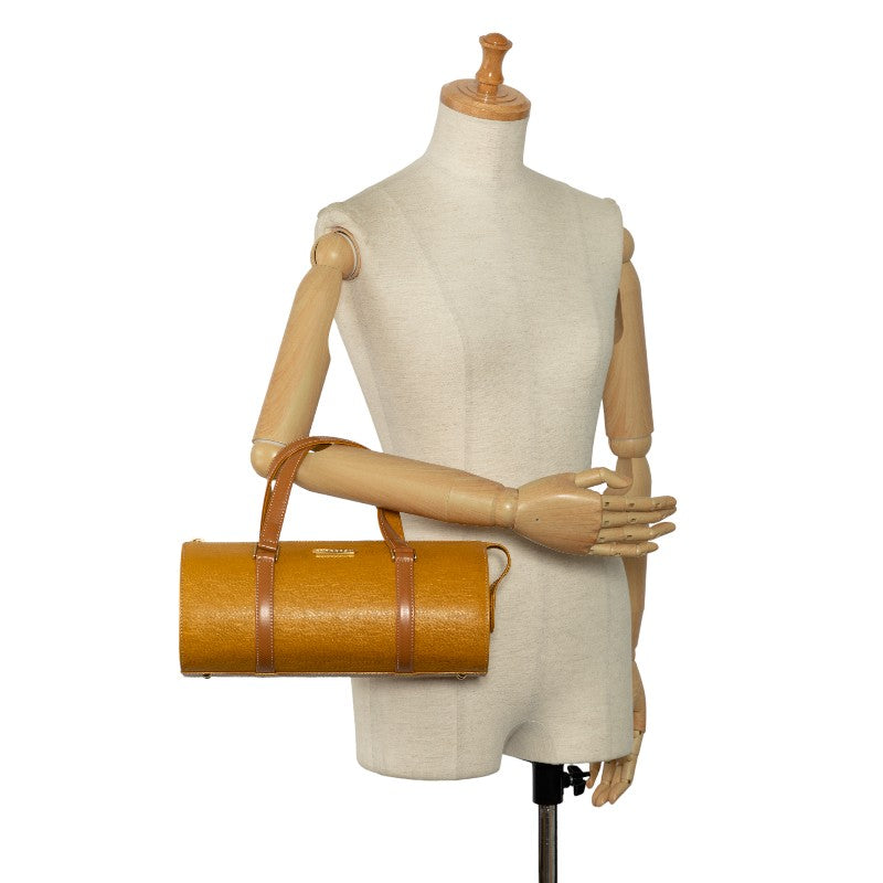 Burberry Nova Check Shadow Handbag Yellow Leather Ladies