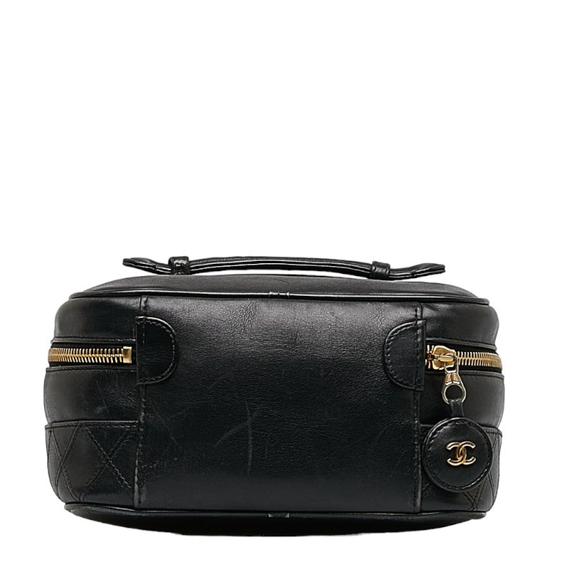 Chanel Cocomark Bicolore Handbags Vanity Bag Black Ram Skin Ladies CHANEL