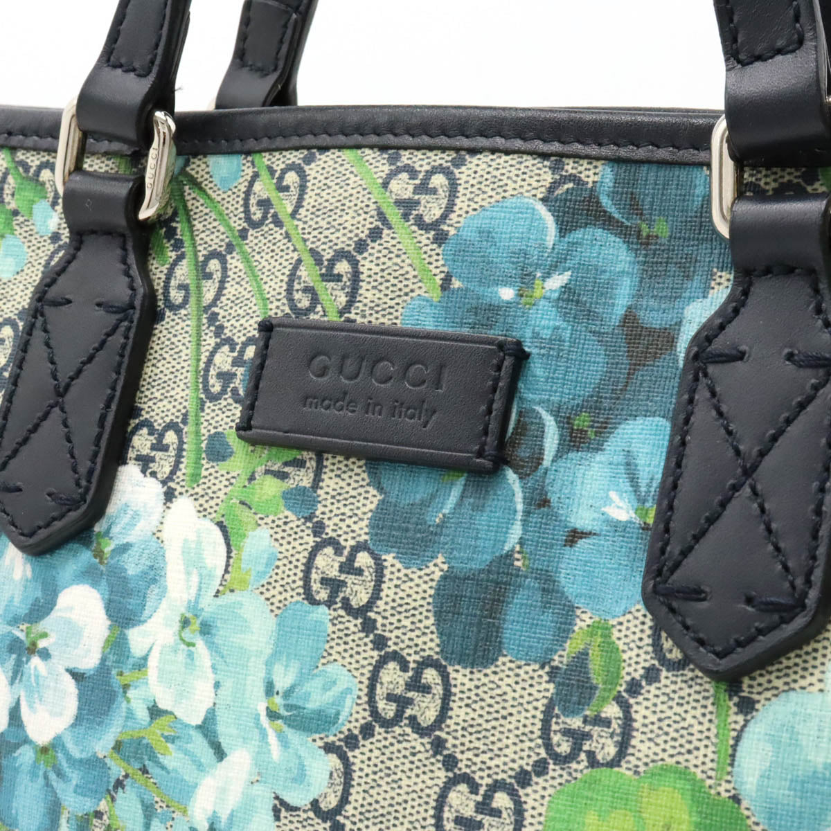 Gucci Gucci GG Bloom&#39;s Handbags 2WAY Shoulder Bags Pulled PVC Leather Flower Tile Beige Blue 429019 Blumen