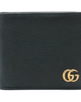 GUCCI Gucci GG Marmont Pitch Marmont 2 Folded Wallet 2 Folded Wallet Leather Black Black Gold  428725