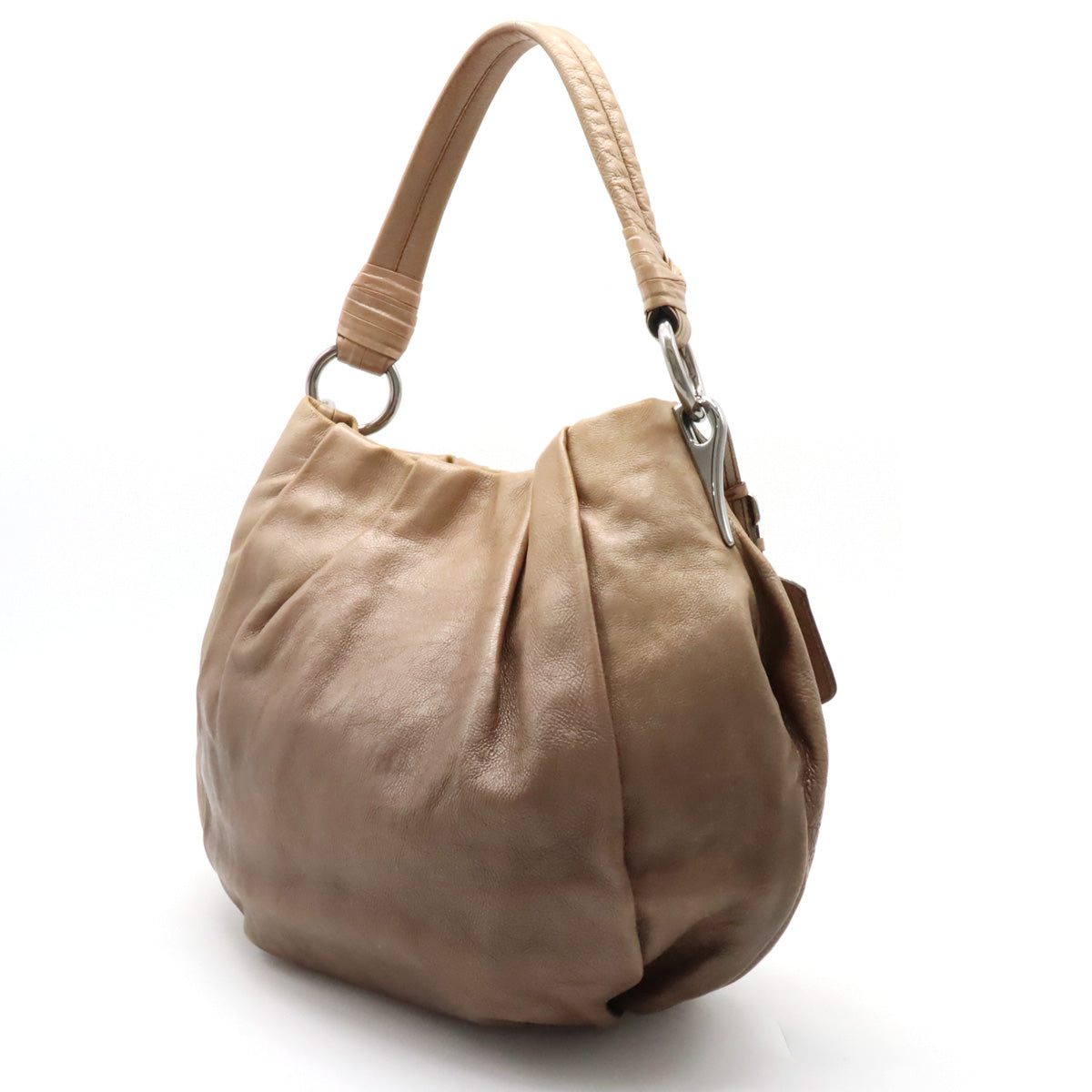 PRADA PRADA GLACE ZIPPERS Shoulder Bag One Shoulder Degradation Leather Pearl Pink Beach Bronze Silver  Blumin