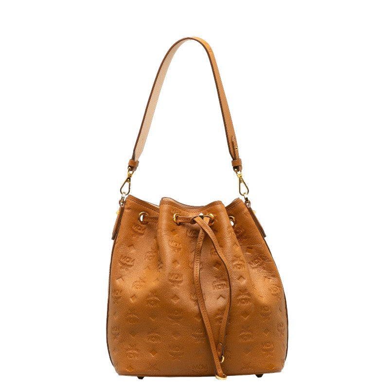 MCM Bucket Bag in Visetos Brown Leather