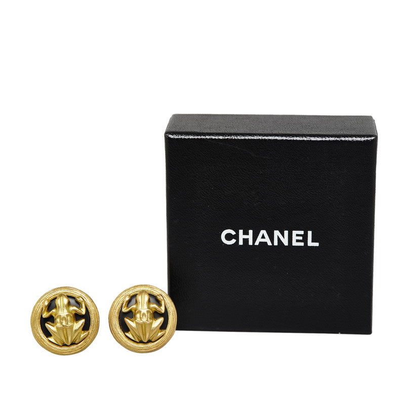 Chanel Vintage Flog Earrings Gold  Ladies