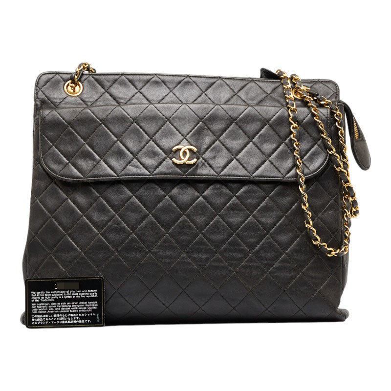 Chanel Matelasse Chain Shoulder Bag Black Lambskin Women&#39;s