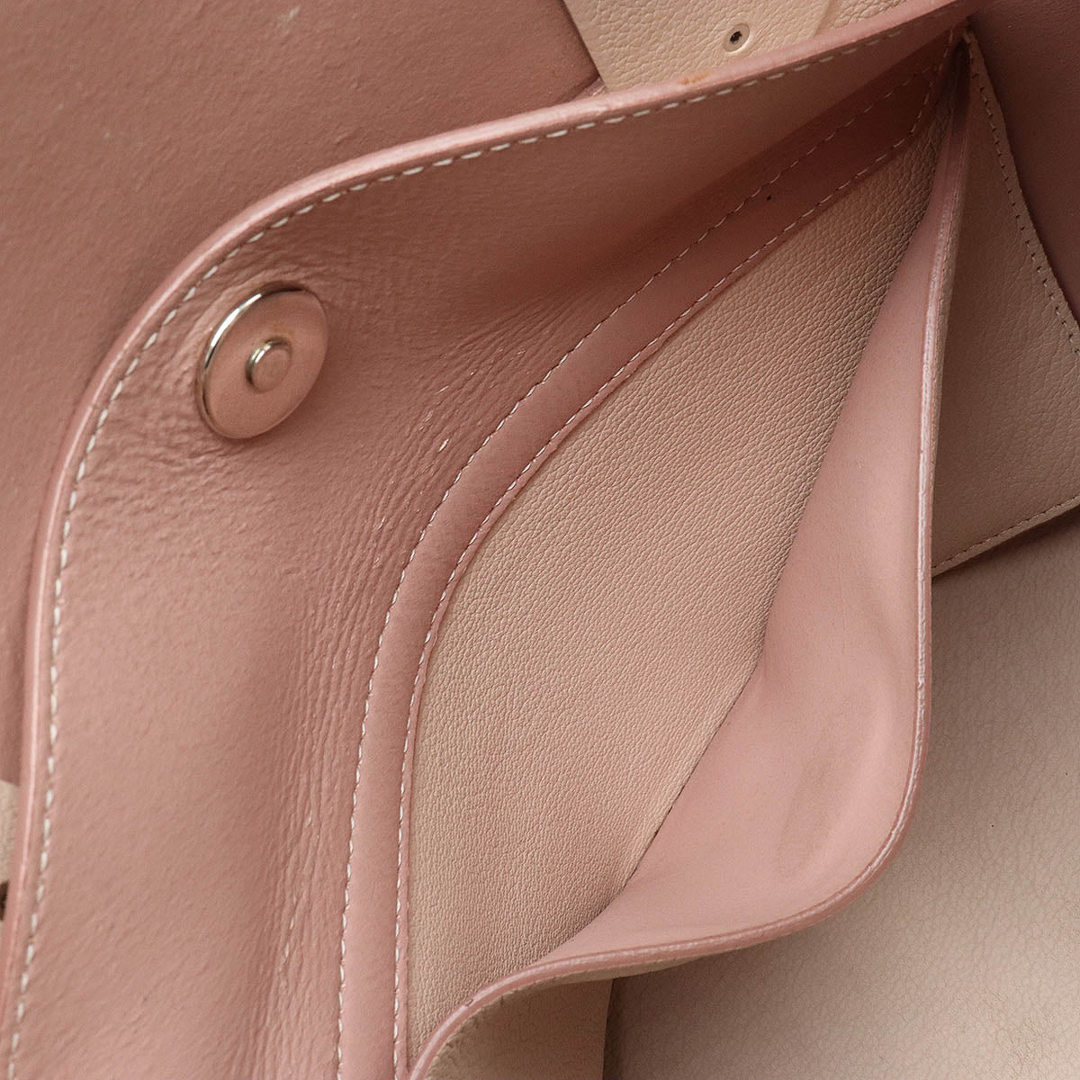 Christian Dior Open Bar Tote Bag 2WAY Shoulder Bag Leather Baby Pink Silver