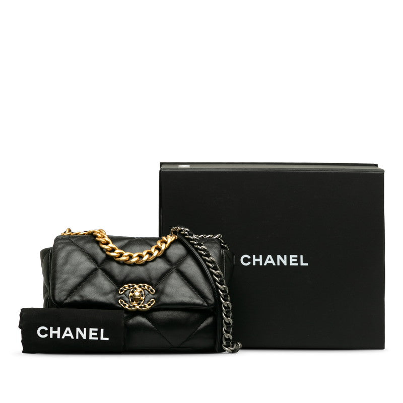 CHANEL Single Flap 24 in Lambskin Leather Quilted Black Ladies