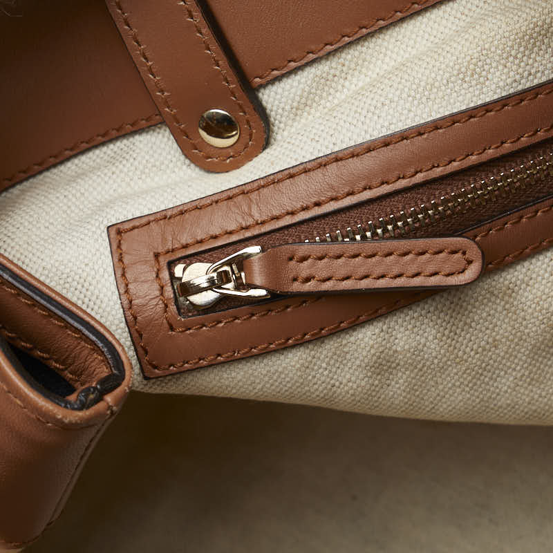 Gucci Denim Logo Tote Handbag Shoulder Bag 348715 Indigo blue Brown Canvas Leather Ladies