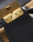 Burberry Check Nova Boston Bag Travel Bag Beige Black Canvas Leather