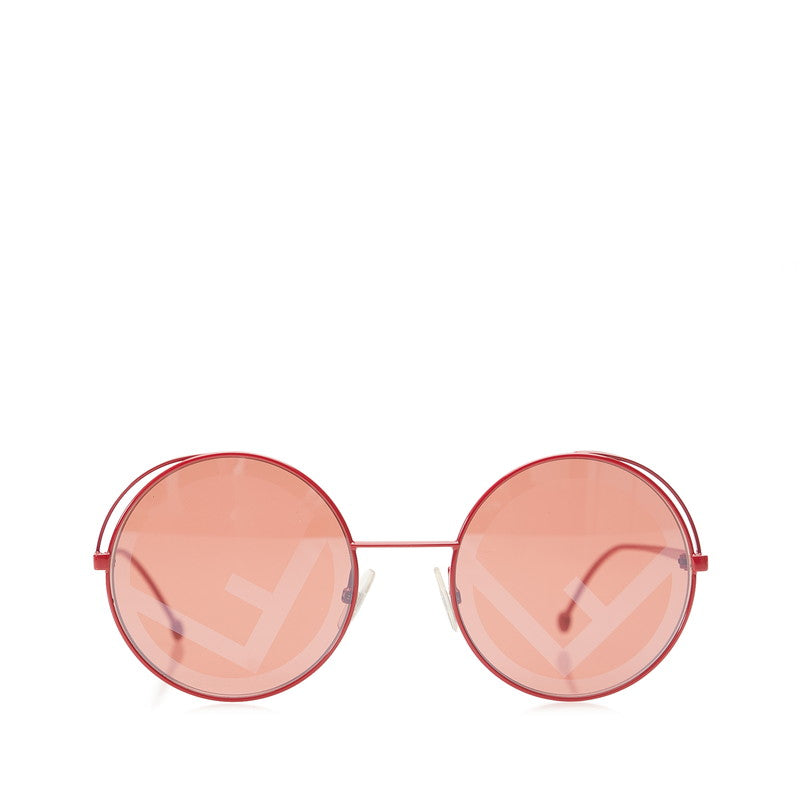Fendi圓形金屬雙橋Fd標識太陽眼鏡FF 0343/S紅色金屬塑膠女士Fendi