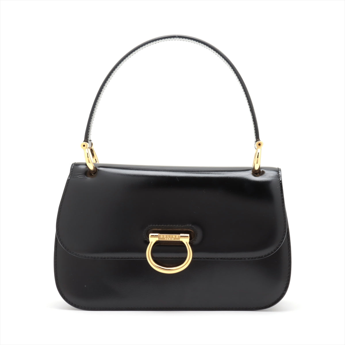 Celine Vintage Leather 2WAY Handbag Black