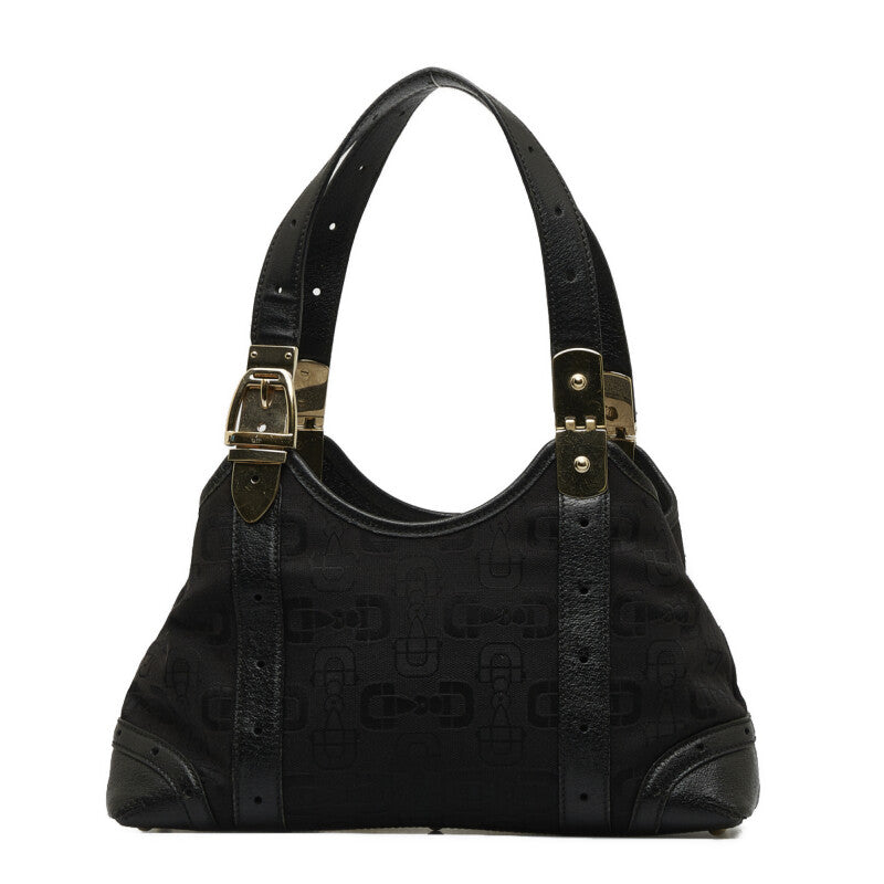 Gucci Horsbit Handbag 145761 Black Canvas Leather Ladies Gucci