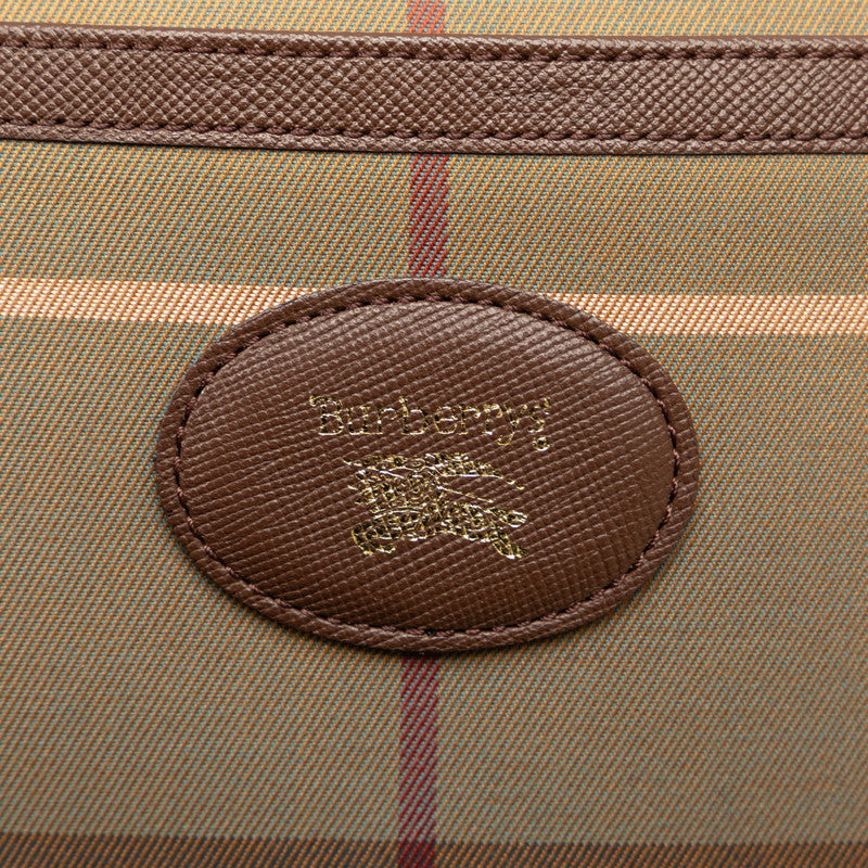 Burberry 格紋單肩包米色棕色帆布皮革