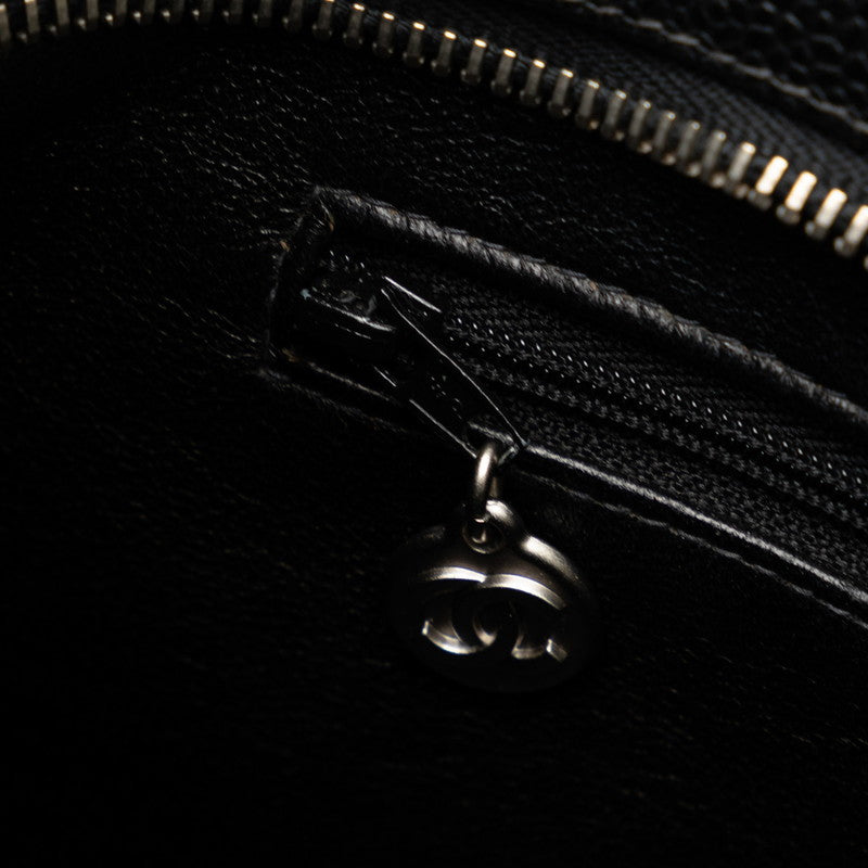 Chanel Matrases Medallion   ilver  Tooth Bag Shoulder Bag Black Caviar S Leather  CHANEL