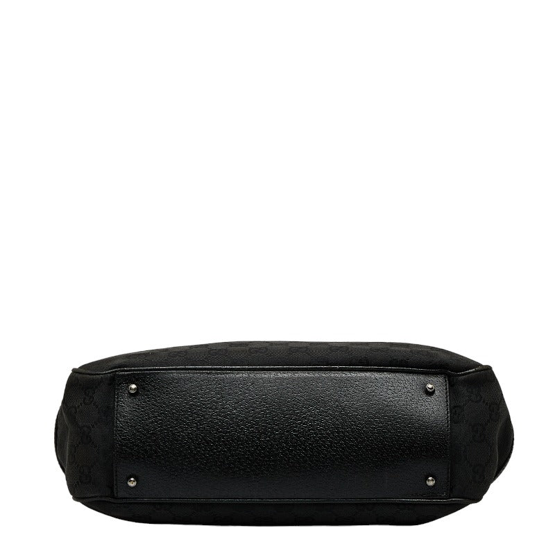 Gucci GG canvas handbag tooth bag 113011 black leather canvas ladies Gucci